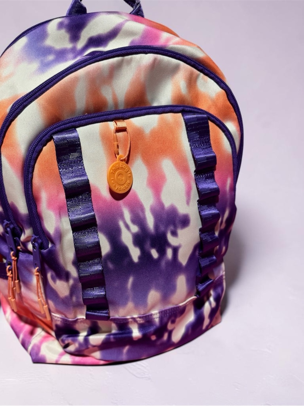 Tie-Dye Purple & Orange Kids Backpack for school